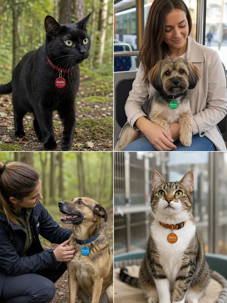 Round aluminium pet tag with laser engraving for dogs and cats